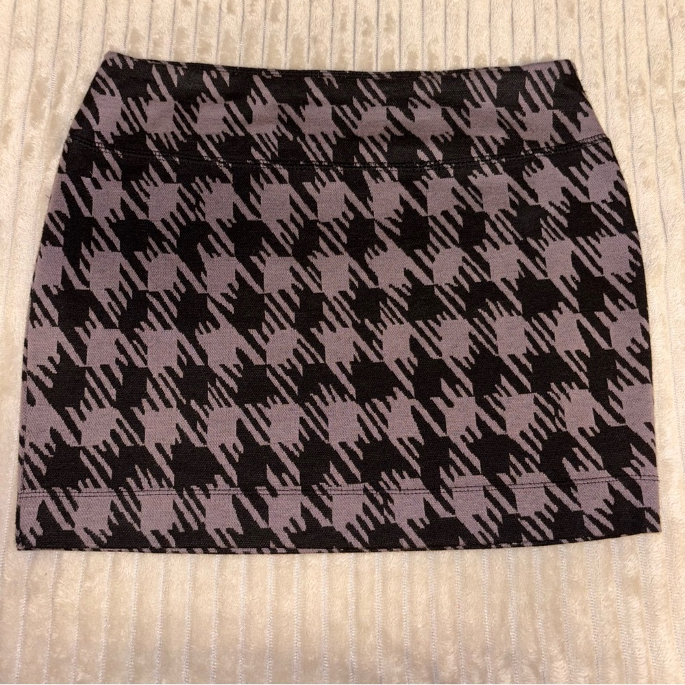 Twenty One VTG Y2K Black Gray Houndstooth Mini Skirt Size Medium